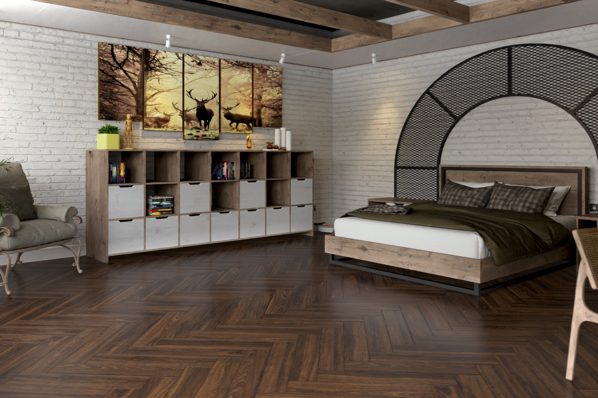 Инженерный паркет «Damy Floor» Каштановый (укладка елочкой) — купить в Нефтекамске