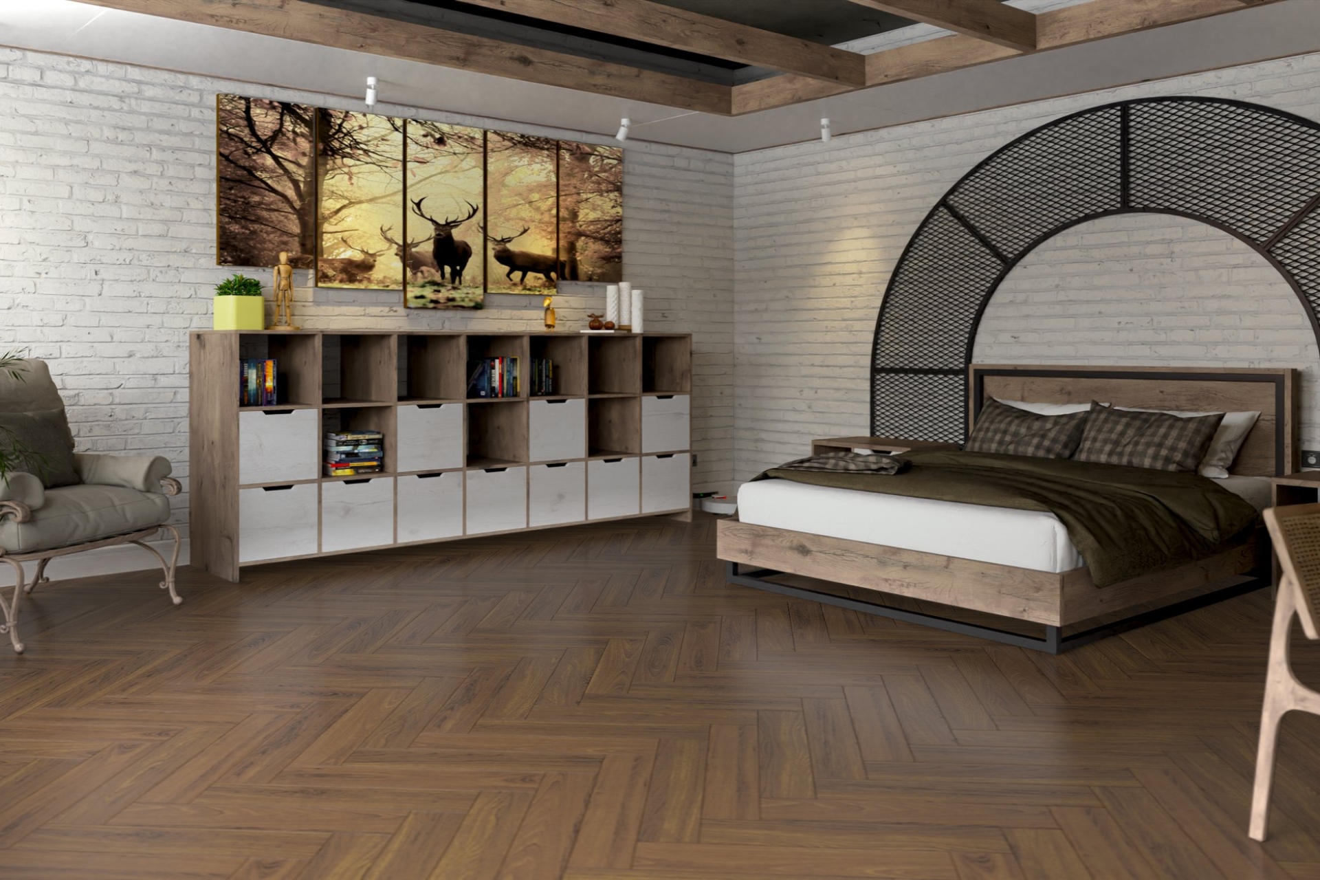 Инженерный паркет «Damy Floor» Ореховый (укладка елочкой) — купить в Нефтекамске